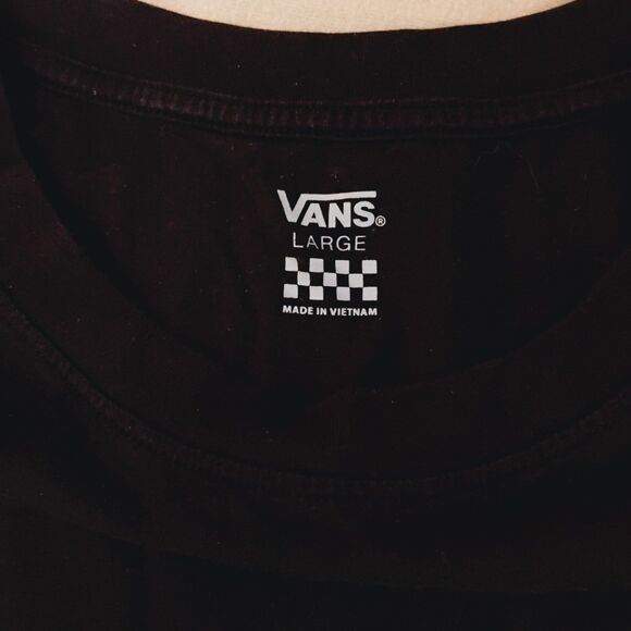 Vans Women’s Black & Pink Checkerboard “Off The Wall” Cropped Long Sleeve Large - Picture 3 of 6